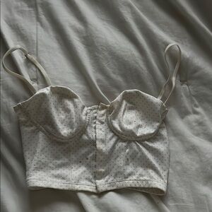 White Polka Dot Bustier Top